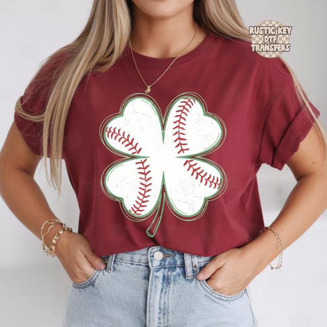 Baseball shamrock DTF Transfer, Ready to Press