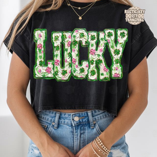 Lucky paint brushed DTF Transfer, Ready to Press