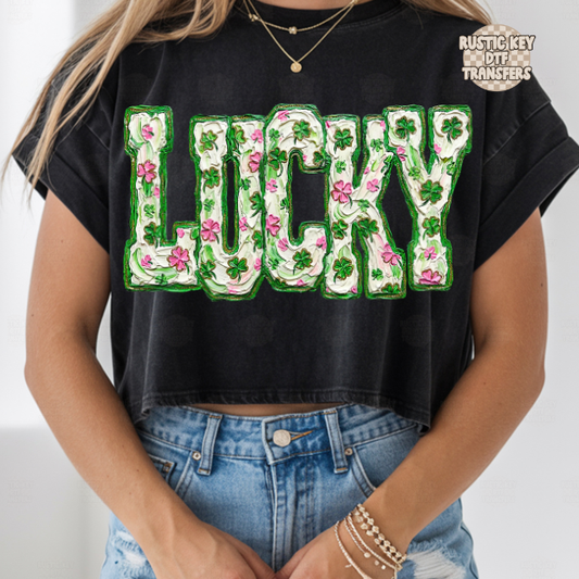 Lucky paint brushed DTF Transfer, Ready to Press