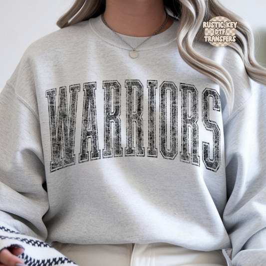 Warriors vintage mascot DTF Transfer, Ready to Press