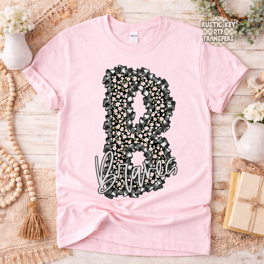 Braves Gingham & Ruffles Mascot DTF Transfer, Ready to Press