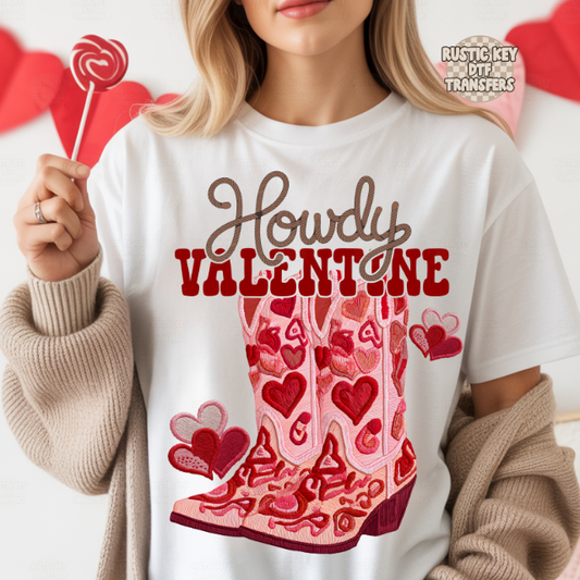 Howdy valentine boots DTF Transfer, Ready to Press