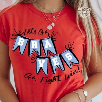 Braves Spirit Pennants DTF Transfer, Ready to Press