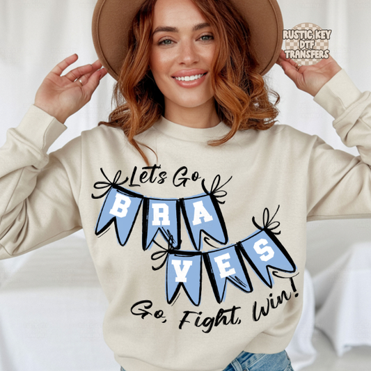 Braves Spirit Pennants DTF Transfer, Ready to Press