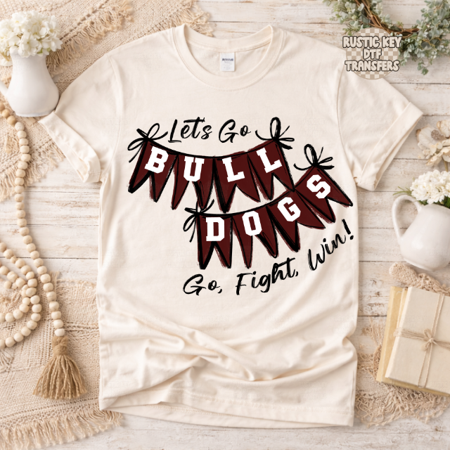 Bulldogs Spirit Pennants DTF Transfer, Ready to Press