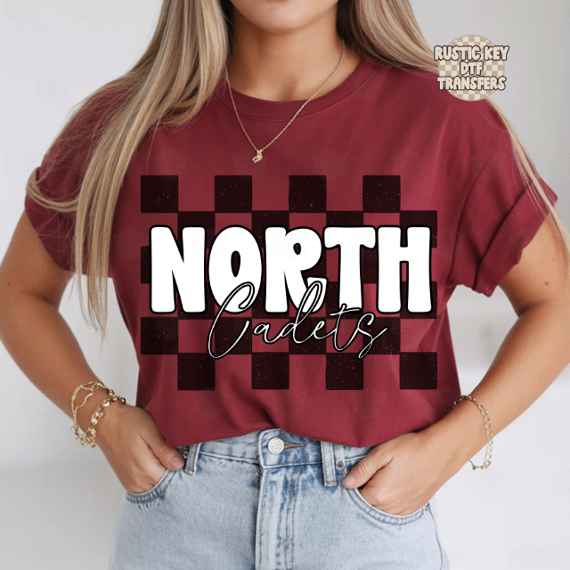 North cadets checkered DTF Transfer, Ready to Press – Rustic Key Transfers