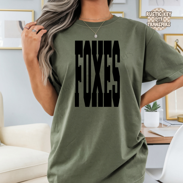 Foxes tall black DTF Transfer, Ready to Press Rustic Key Transfers