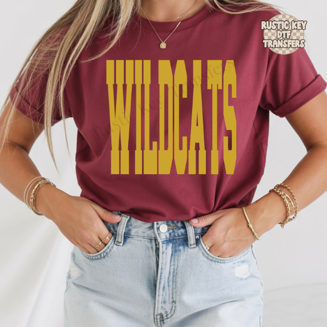 Wildcats tall DTF Transfer, Ready to Press Rustic Key Transfers