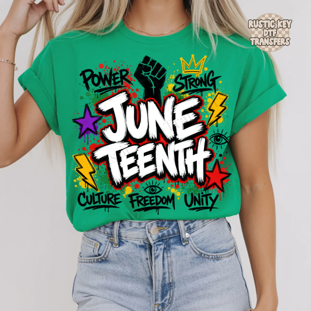 Juneteenth graffiti DTF Transfer, Ready to Press Rustic Key Transfers