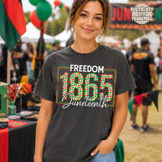 Freedom 1865 Juneteenth DTF Transfer, Ready to Press Rustic Key Transfers