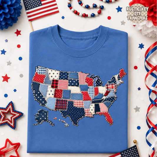 United states patriotic  DTF Transfer, Ready to Press Rustic Key Transfers