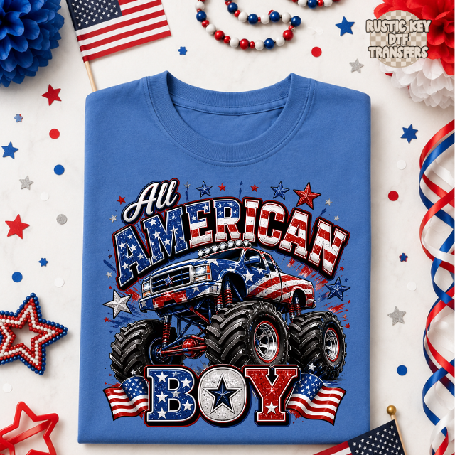 All american boy DTF Transfer, Ready to Press Rustic Key Transfers