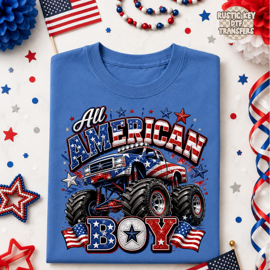 All american boy DTF Transfer, Ready to Press Rustic Key Transfers
