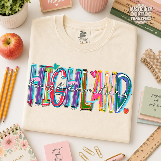 Highland Highlanders DTF Transfer, Ready to Press Rustic Key Transfers