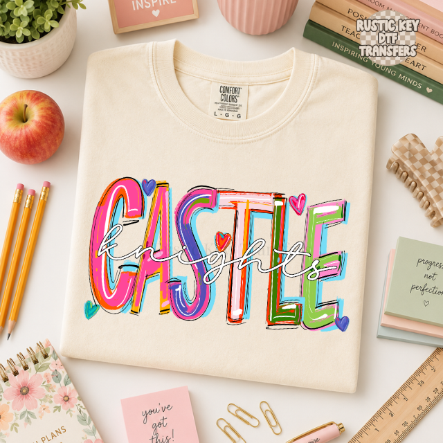 Castle Knights DTF Transfer, Ready to Press Rustic Key Transfers