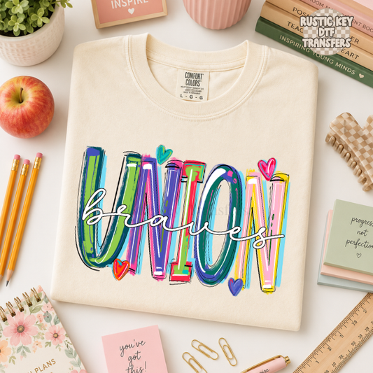 Union Braves DTF Transfer, Ready to Press Rustic Key Transfers