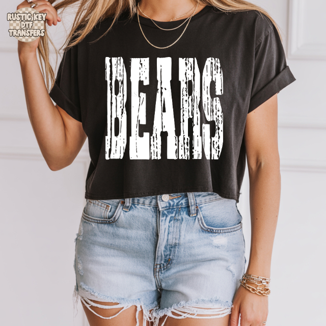 Bears Distressed DTF Transfer, Ready to Press Rustic Key Transfers