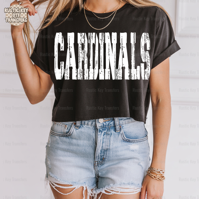 Cardinals Distressed DTF Transfer, Ready to Press Rustic Key Transfers