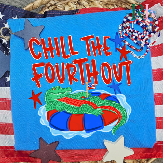 Chill the fourth out gator DTF Transfer, Ready to Press Rustic Key Transfers