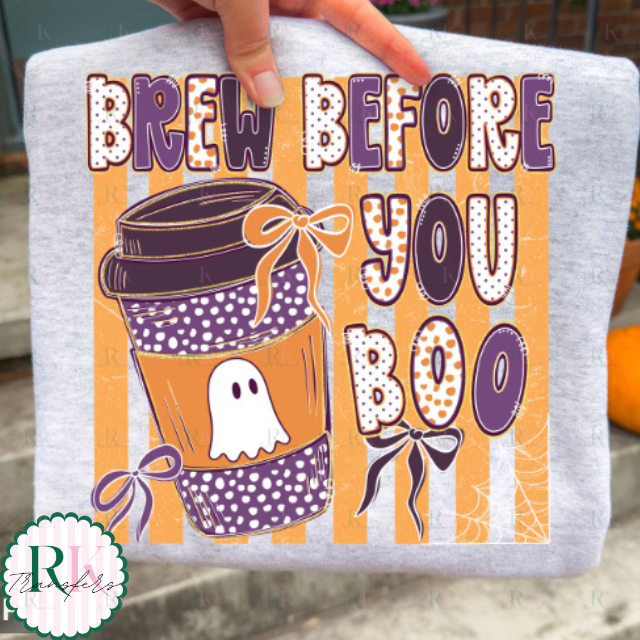 Brew before you boo DTF Transfer, Ready to Press Rustic Key Transfers