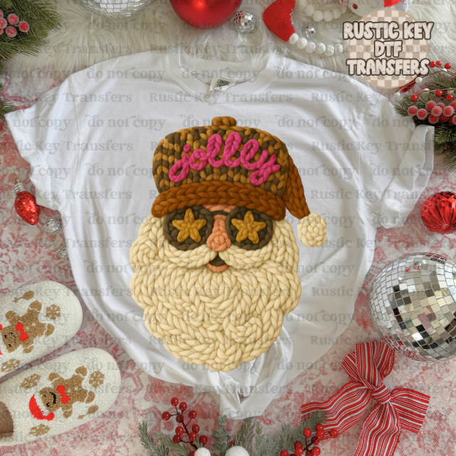 Santa faux yarn Jolly cheetah DTF Transfer, Ready to Press