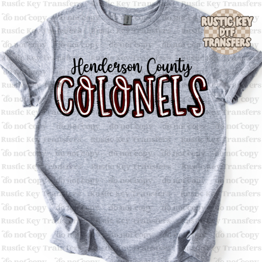 Henderson County Colonels DTF Transfer, Ready to Press