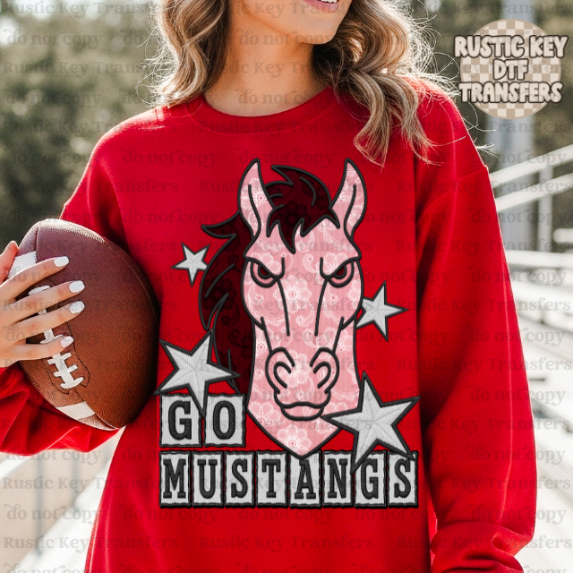 Go Mustangs Lace DTF Transfer, Ready to Press