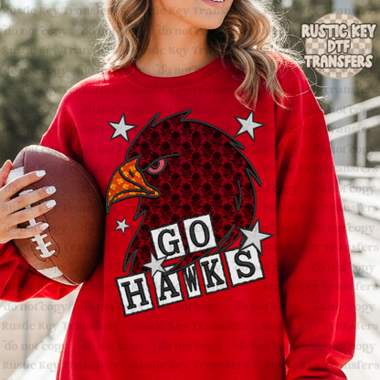 Go Hawks Lace DTF Transfer, Ready to Press