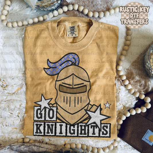 Go knights blue Lace DTF Transfer, Ready to Press