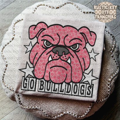 Go bulldogs red Lace DTF Transfer, Ready to Press