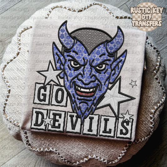 Go Blue devils Lace DTF Transfer, Ready to Press