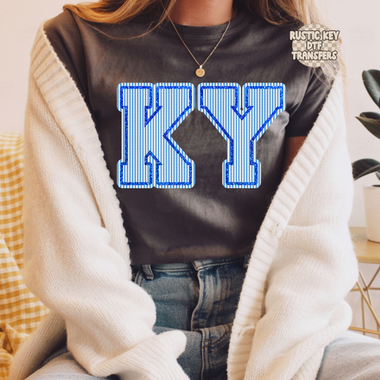 Kentucky seersucker DTF Transfer, Ready to Press