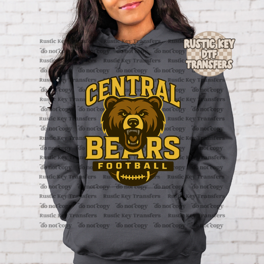 Central Bears mascot Football Gildan Hoodie
