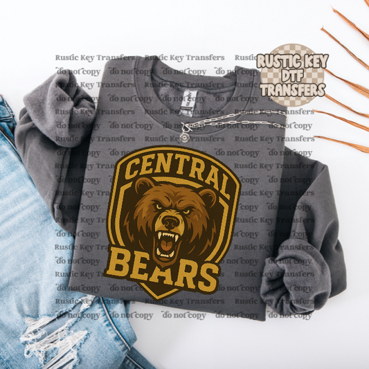Central Bears mascot Football Gildan Crewneck