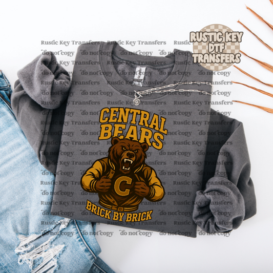 Central Bears Brick by Brick Football Gildan Crewneck