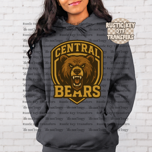 Central Bears mascot Football Gildan Hoodie