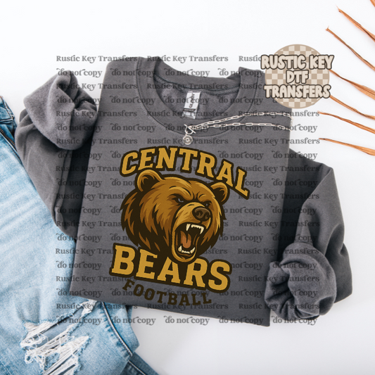 Central Bears mascot Football Gildan Crewneck
