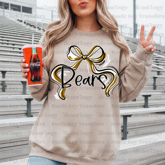 Bears Ribbon Mascot Bow DTF TRANSFER: Ready To Press