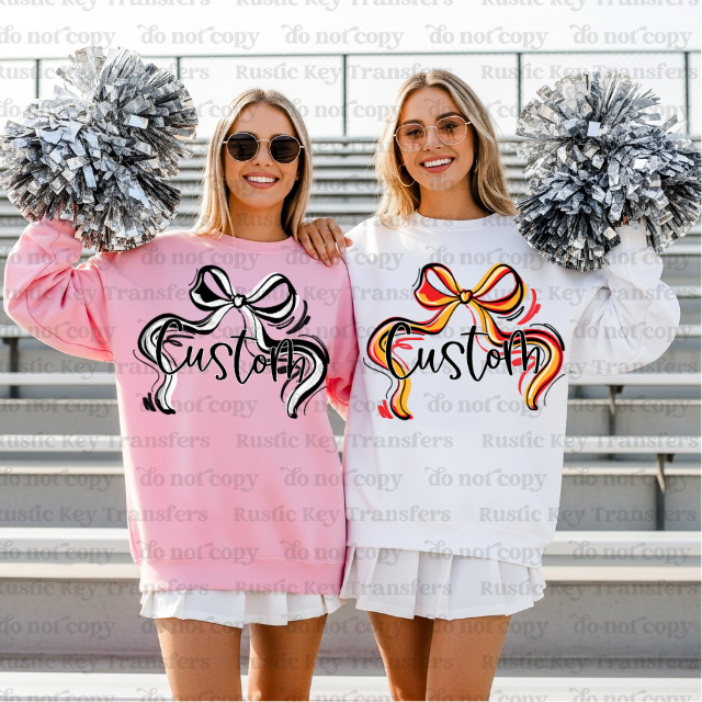 Custom Ribbon Mascot Bow DTF TRANSFER: Ready To Press